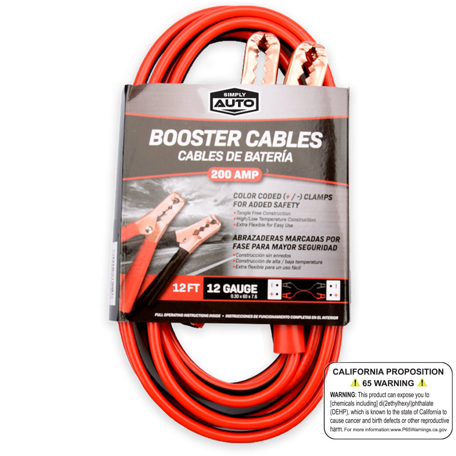 SIMPLY AUTO Auto Accessories BOOSTER CABLES 200 AMP 12 FT 11 GAUGE