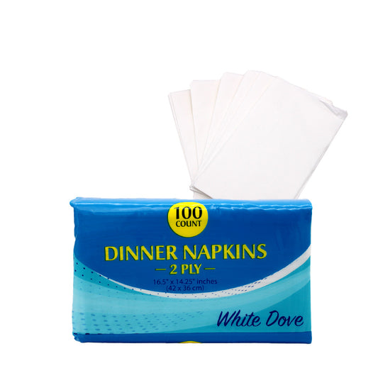 WHITE DOVE Tableware & Towels DINNER NAPKIN 100 CT 2 PLY