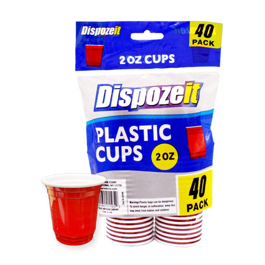 DISPOZEIT Tableware & Towels PLASTIC CUP 2 OZ 40 CT 2.5 G REGULA 2 TONE RED & WHITE