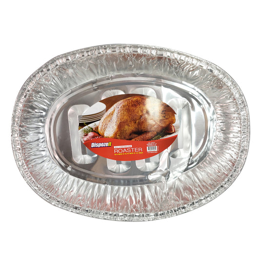 DISPOZEIT Kitchenware & Trash Bags ALUMINUM OVAL ROASTER PAN 18.5 X 13.75 X 3.25 INCHES JUMBO