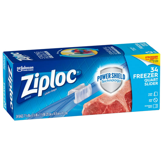 ZIPLOC Kitchenware & Trash Bags FREEZER BAG 34 CT QUART SLIDER