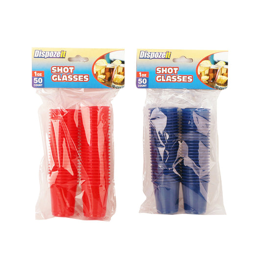 DISPOZEIT Tableware & Towels SHOT GLASSES 1 OZ 50 CT RED & BLUE Assorted
