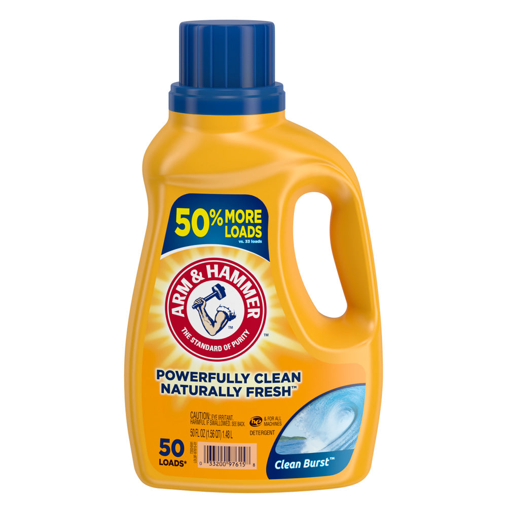 ARM & HAMMER Laundry LIQUID DETERGENT 50 OZ CLEAN BURST