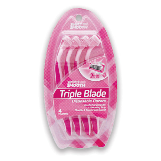 SIMPLY Shaving Care SMOOTH Razor FOR WOMEN 4 PK TRIPLE BLADE