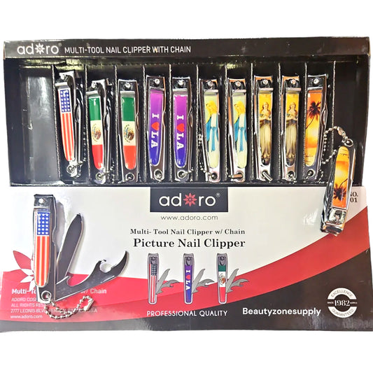ADORO Nail Care MULTI-TOOL NAIL CLIPPER 1 CT WITH CHAIN AND PICTURE