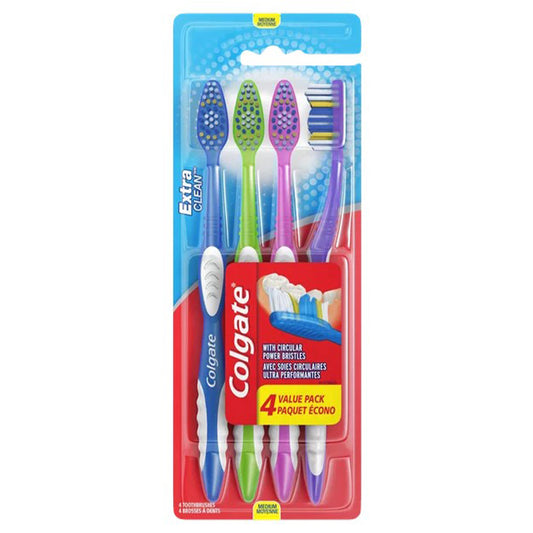 COLGATE Dental Care TOOTHBRUSH 4 CT MEDIUM EXTRA CLEEN Assorted COLOR
