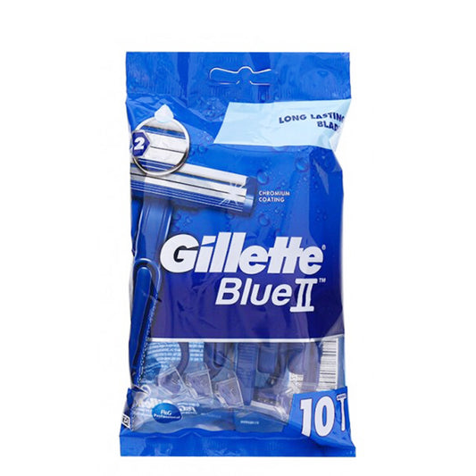 GILLETTE Shaving Care BLADES 10 CT BLUE II CHROMIUM COATING RAZOR