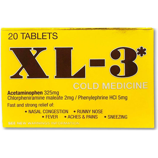 XL- 3 Over the Counter COLD & SORE THROAT 325 MG 20 CT TABS