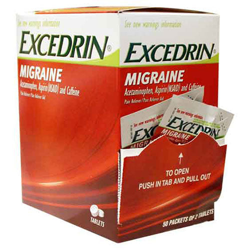 EXCEDRIN Over The Counter Dispenser CAPLETS 2 CT X 25 MIGRAINE DISPENSER