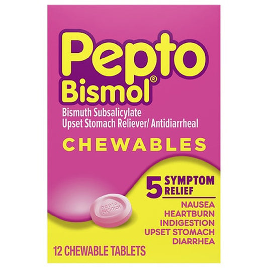 PEPTO BISMOL Over the Counter UPSET STOMACH RELIVER 12 CT ORIGINAL TABLETS CHEWABLE