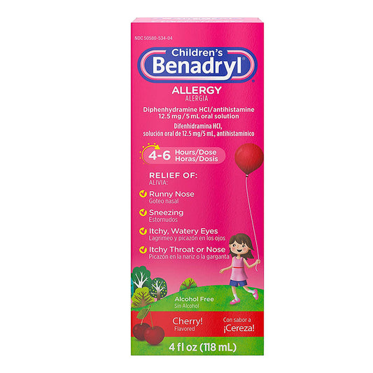 BENADRYL Over the Counter ALLERGY RELIEF 4 OZ CHILDRENS LIQUID GRAPE