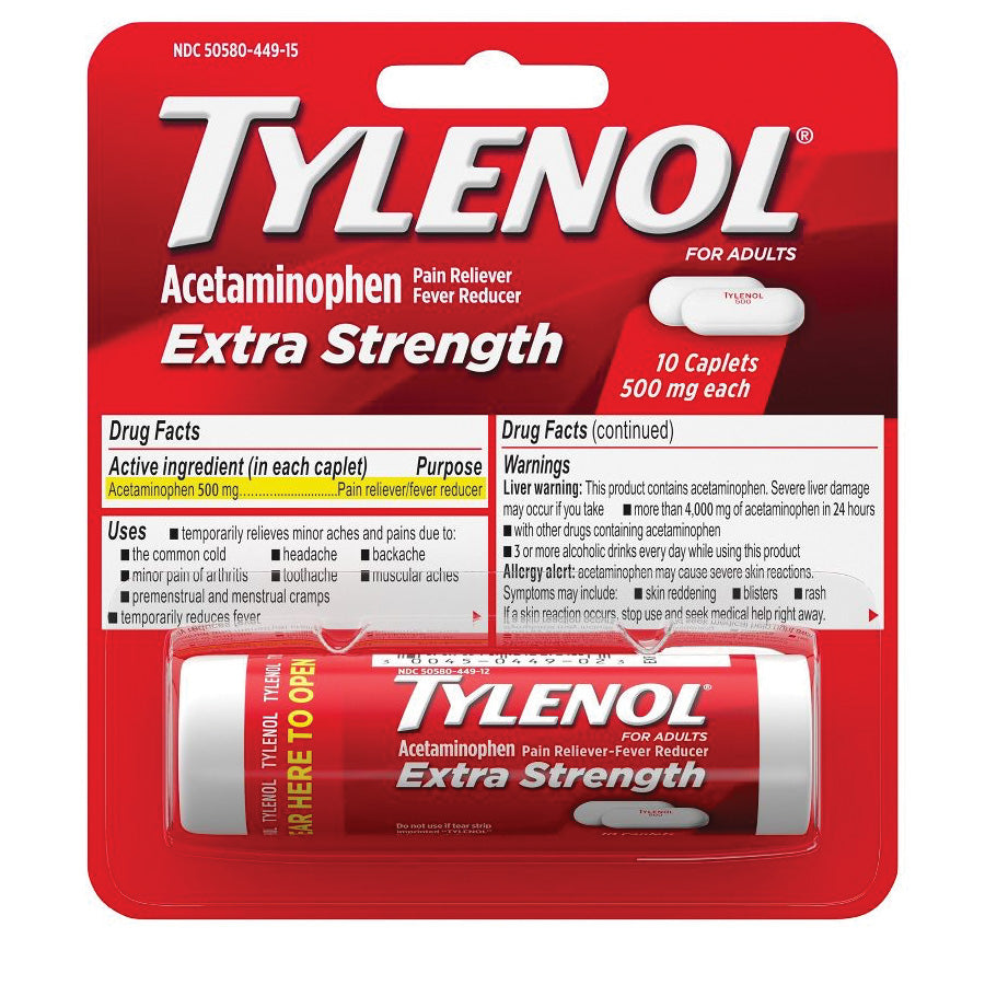 TYLENOL Over the Counter PAIN RELIEF 10 CT VIAL