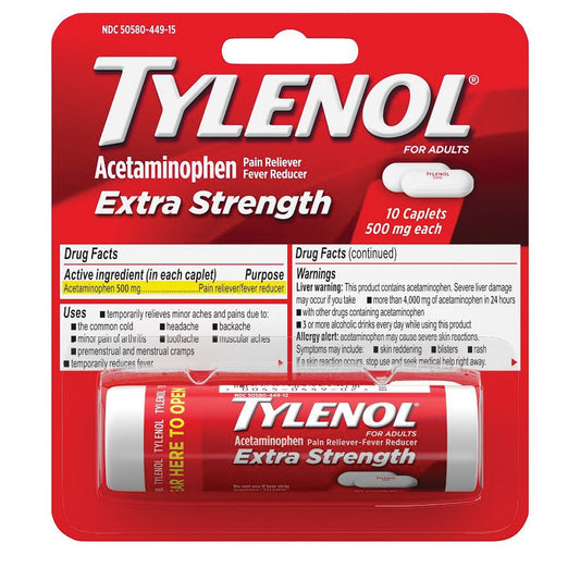 TYLENOL Over the Counter PAIN RELIEF 10 CT VIAL