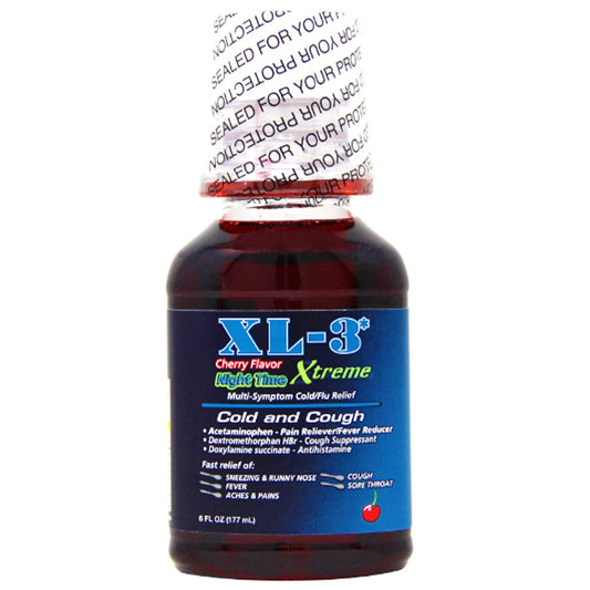 XL- 3 Over the Counter COLD & FLU 6 OZ NIGHT TIME LIQUID