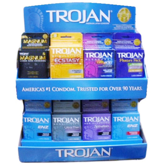 TROJAN Contraception CONDOMS 32 CT Assorted DISPLAY