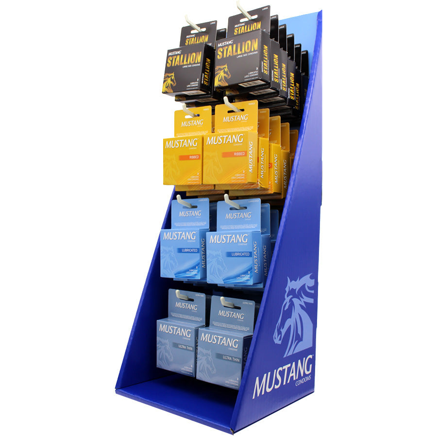 MUSTANG Contraception CONDOM DISPLAY 3 PK Assorted - 48 / Display – M ...