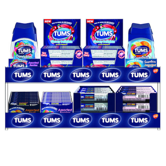 TUMS Over the Counter ANTACID 1 SET DISPLAY RACK Assorted SIZES AND FLAVORS