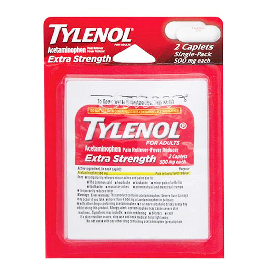 TYLENOL Over the Counter CAPLETS 2 CT EXTRA STRENGTH 500MG BLISTER