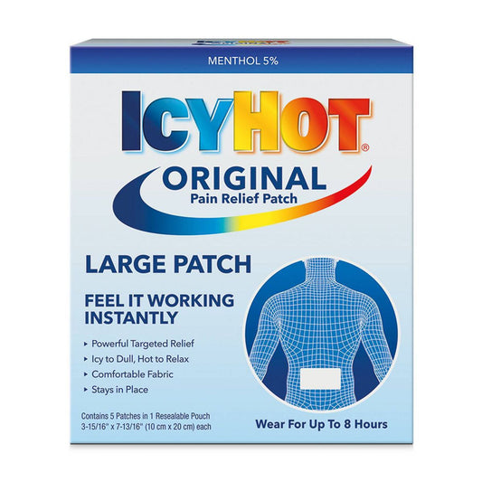 ICY HOT Over the Counter BACK PATCH 5 CT (10 CM X 20 CM EACH) ORIGINAL