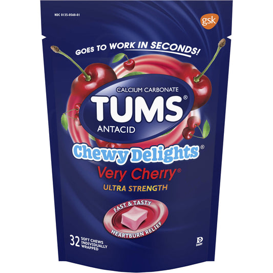 TUMS Over the Counter ANTACID CHEWY 32 CT DELIGHTS VERY CHERRY ULTRA STRENGTH