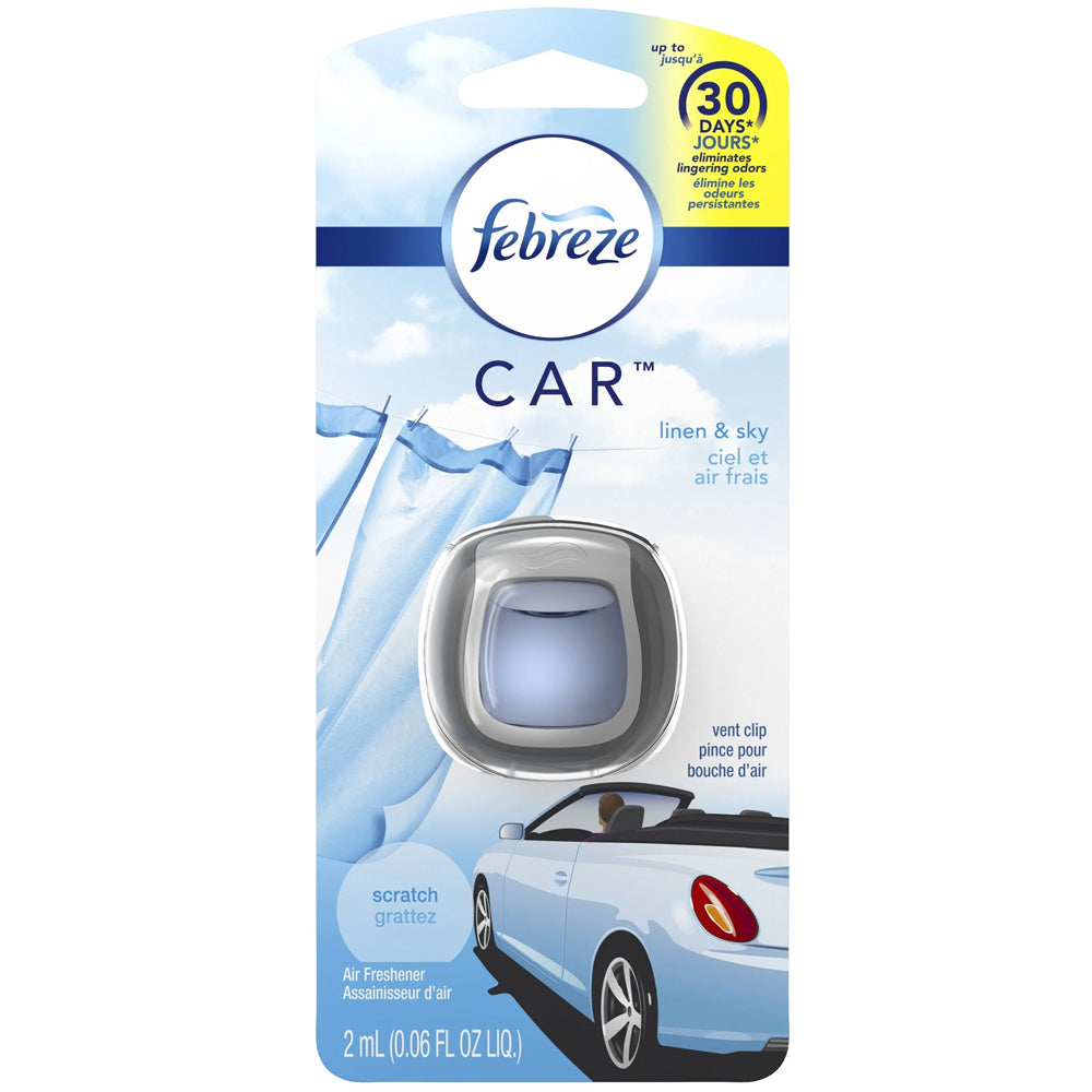FEBREZE Car Air Fresheners CAR AIR FRESHENER 0.06 OZ VENT CLIP LINEN & SKY