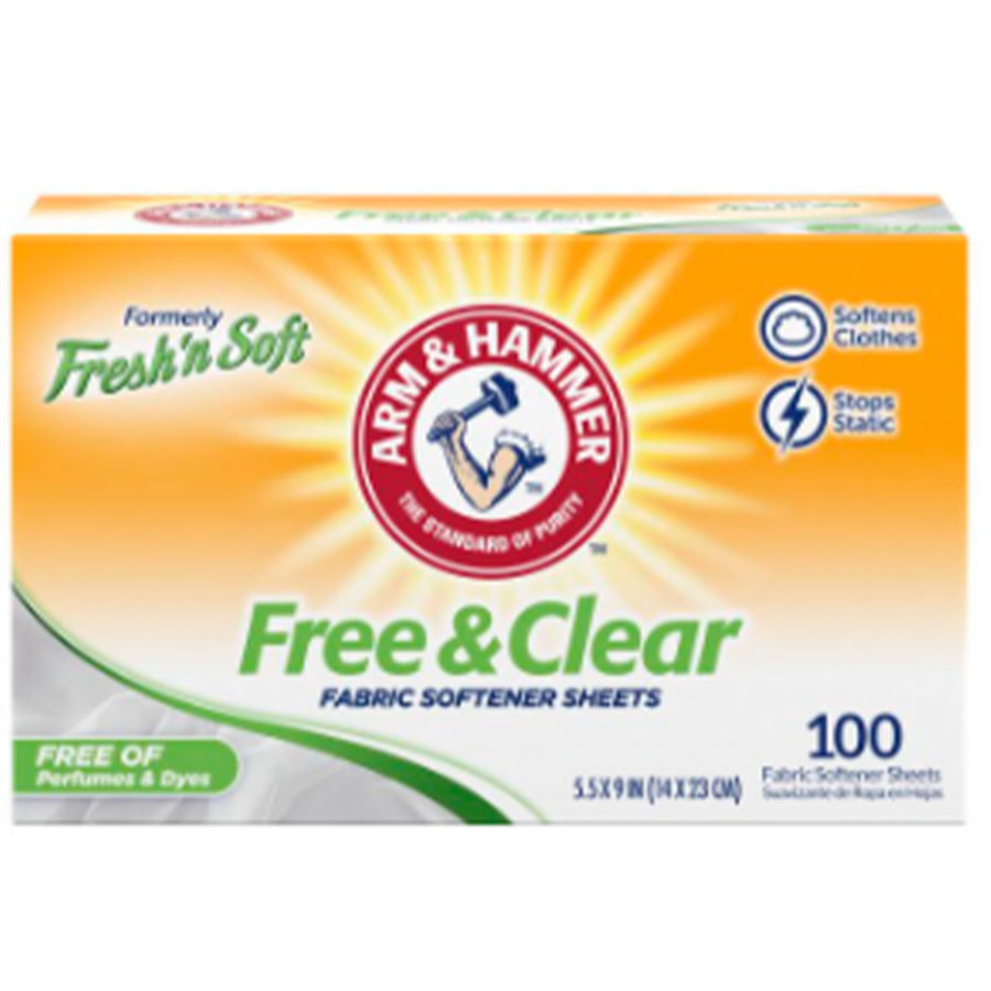 ARM & HAMMER Laundry FABRIC SOFTENER SHEETS 100 CT FRAGRANCE FREE