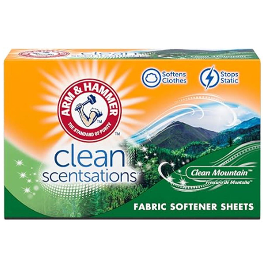 ARM & HAMMER Laundry FABRIC SOFTENER SHEETS 100 CT CLEAN MOUNTAIN