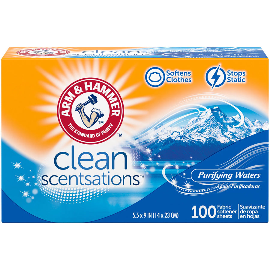 ARM & HAMMER Laundry FABRIC SOFTENER SHEETS 100 CT PURIFY WATER