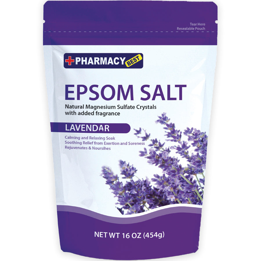 PHARMACY BEST First Aid EPSOM SALT 1 LB LAVENDER