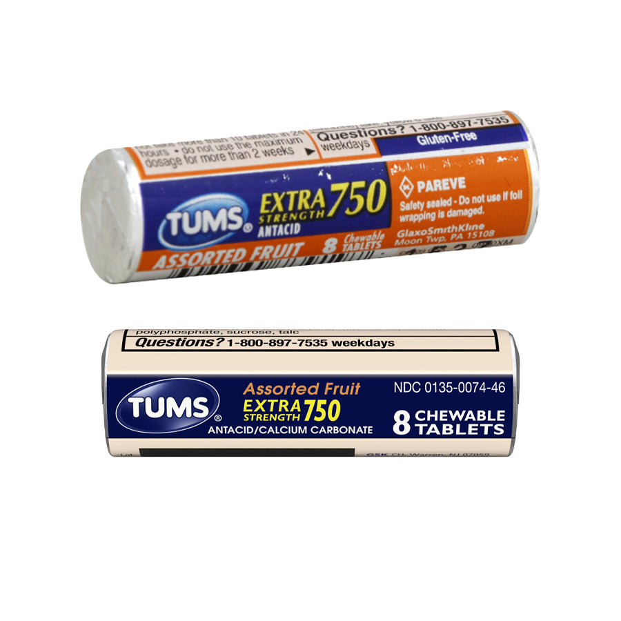 TUMS Over the Counter ANTACID 8 CT 750 EXTRA Assorted FRUIT