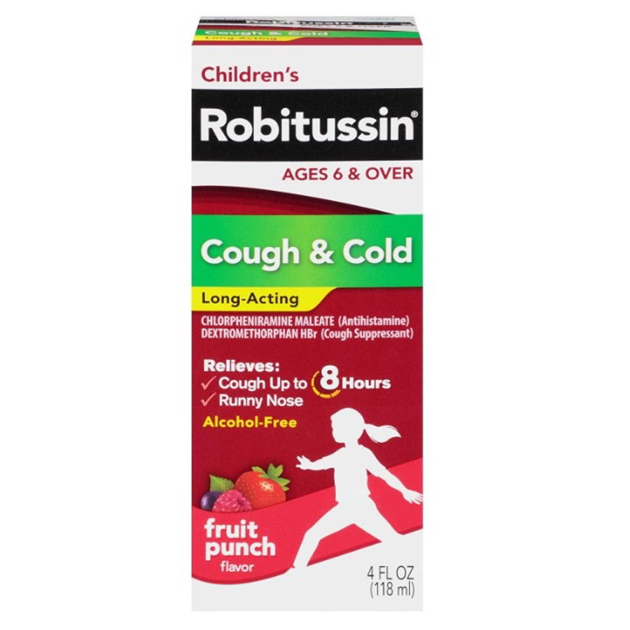 ROBITUSSIN Over the Counter CHILDREN 4 OZ FRUIT PUNCH COUGH & COLD LONG ACTING