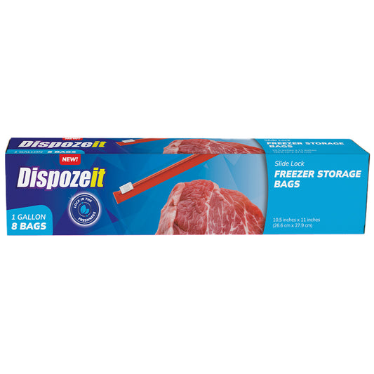 DISPOZEIT DISPOSIABLE FREEZER STORAGE BAG 1 GL 8 CT SLIDER LOCK
