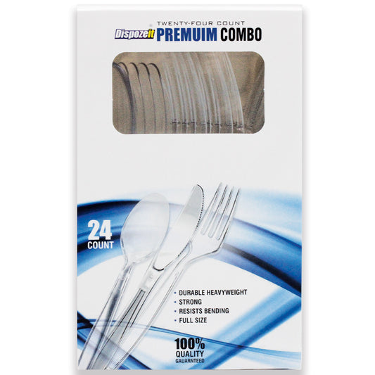 DISPOZEIT PLASTIC CUTLERY 24 CT HEAVY DUTY COMBO BOXED