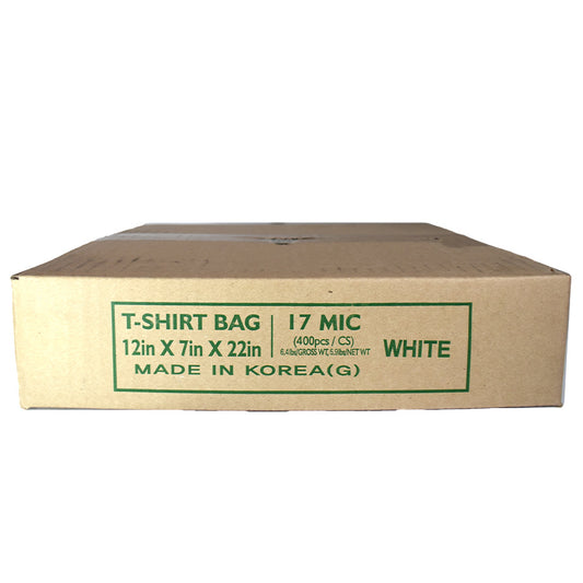 PLASTIC BAG 12 X 7 X 22 IN 400 CT 17 MIC WHITE
