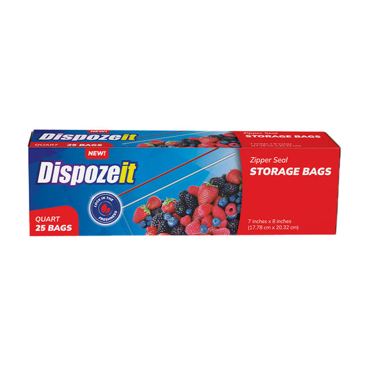 DISPOZEIT DISPOSIABLE ZIPPER SEAL BAG 25 CT QUART SIZE REGULAR