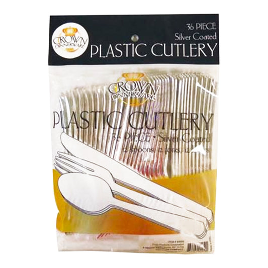 CROWN CUTLERY COMBO 36 CT SILVER COATED