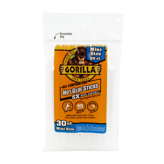 GORILLA GLUE HOT GLUE STICK 30 CT 4 IN MINI
