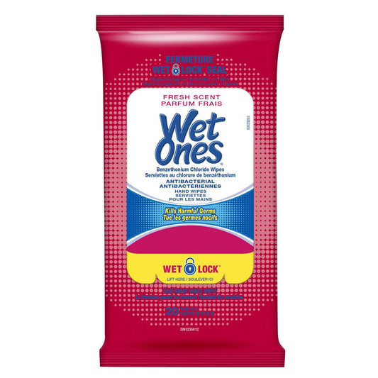 WET ONES WIPES 20 CT RED FRESH SCENT DISPLAY TRAVIL SIZE