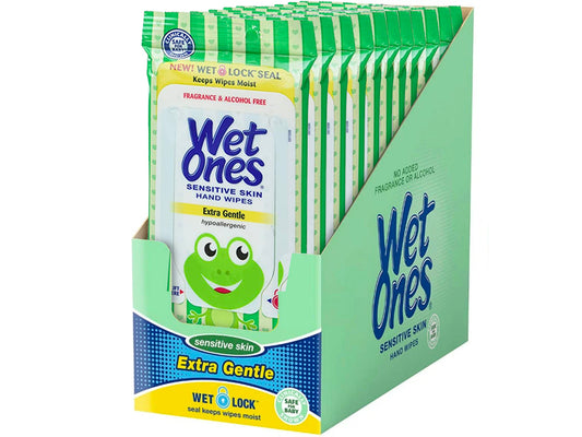 WET ONES WIPES 20 CT GREEN SENSETIVE SKIN DISPLAY TRAVIL SIZE