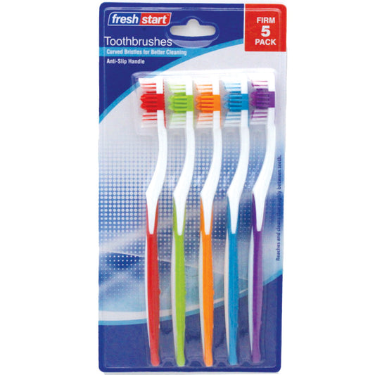 FRESH START TOOTHBRUSH 5 PK FIRM ASSORTED COLORS