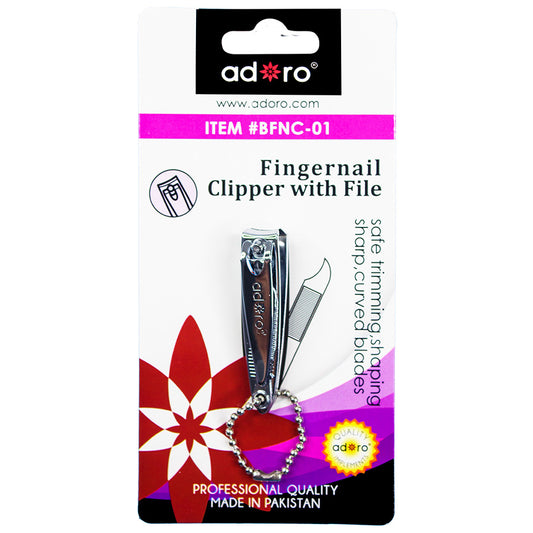 ADORO FINGERNAIL CLIPPER 1 CT BLISTER WITH FILE AND CHAIN