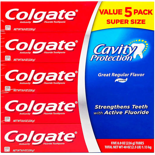 COLGATE TOOTHPASTE 8 OZ (5 PK) CAVITY PROTECTION REGULAR