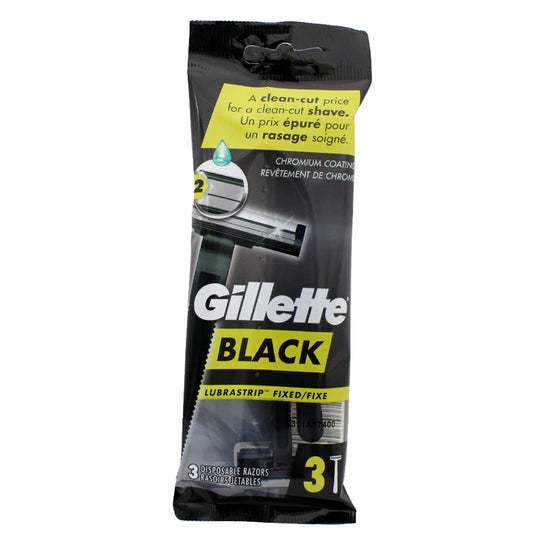 GILLETTE RAZOR 3 CT BLACK FIXED
