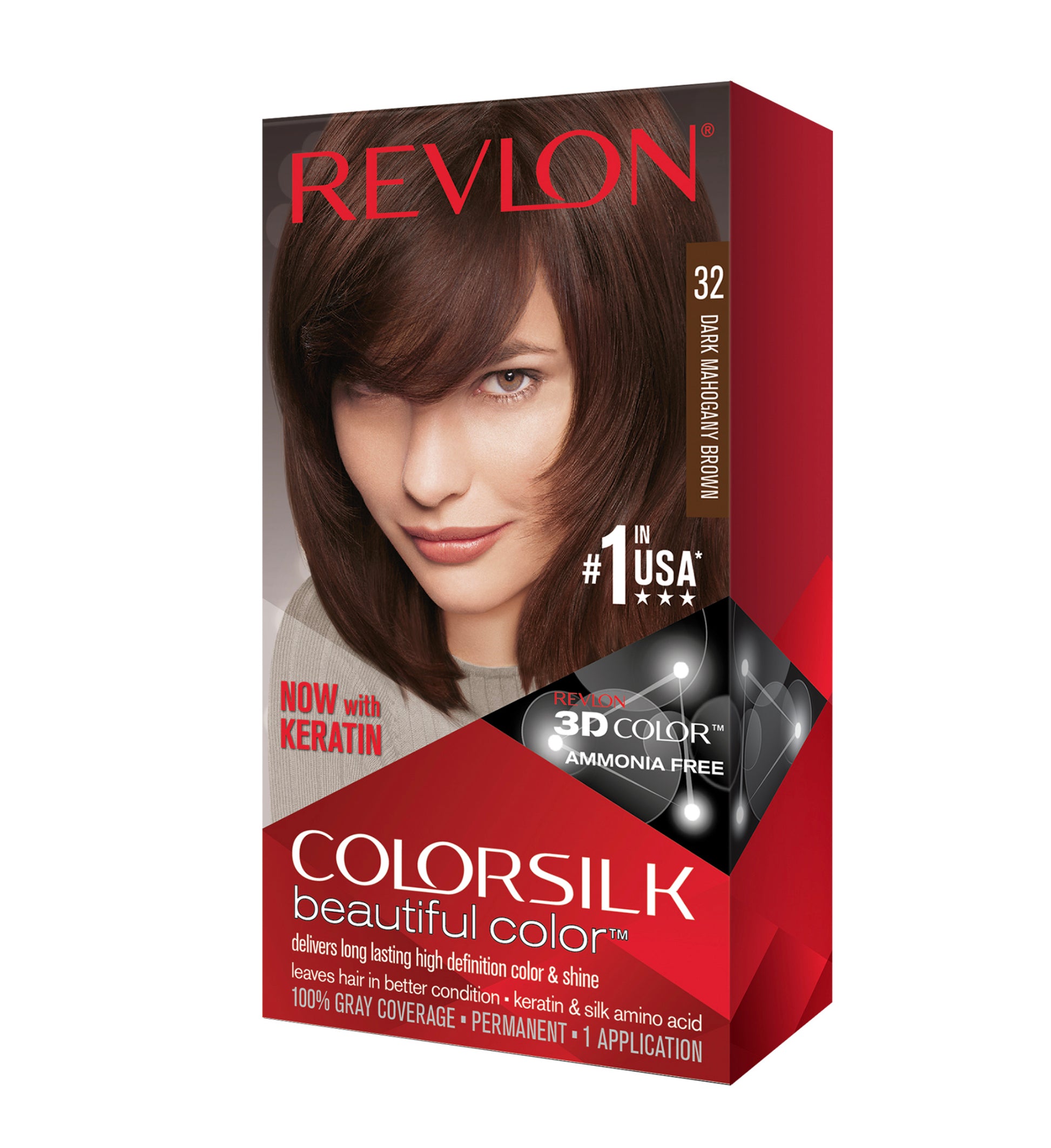 COLOR SILK HAIR COLOR 1 PK #32 DARK MAHOGANY BROWN