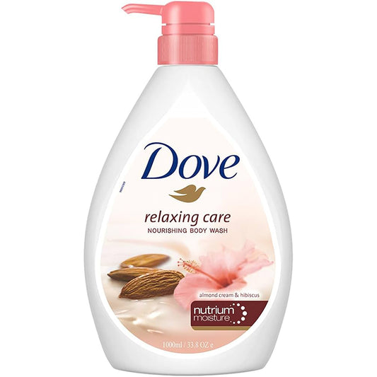 DOVE BODY WASH 33.8 OZ / 1 L RELAXING ALMOND CREAM & HIBISCUS WITH PUMP