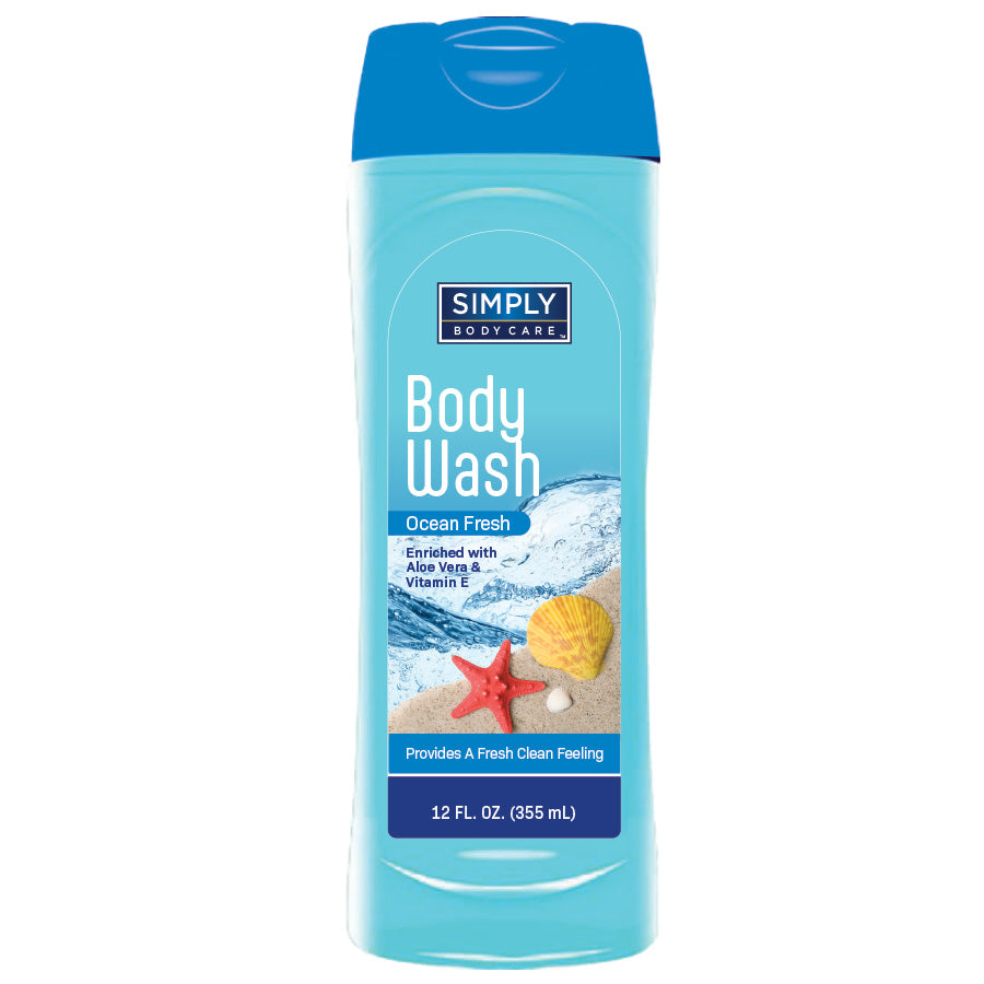 SIMPLY BODYCARE BODY WASH 12 OZ OCEAN FRESH