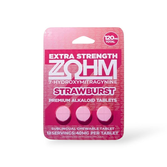 ZOHM 7-Hydroxymitragynine Extra Strength (Kratom)(Tablets)(120mg 3-Pack) Strawburst