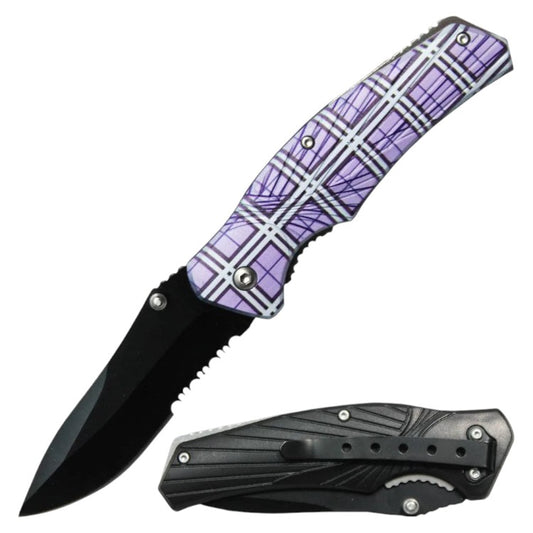 4.5" Handle Checker Design Normal Open Pocket Knife