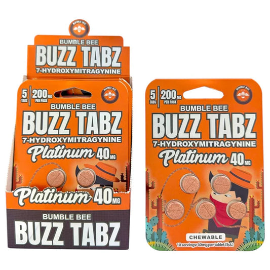 Bumble Bee Buzz Tabz Platinum 7-OH 40mg each Tablet 5ct Blister Pack (6 pack Display)