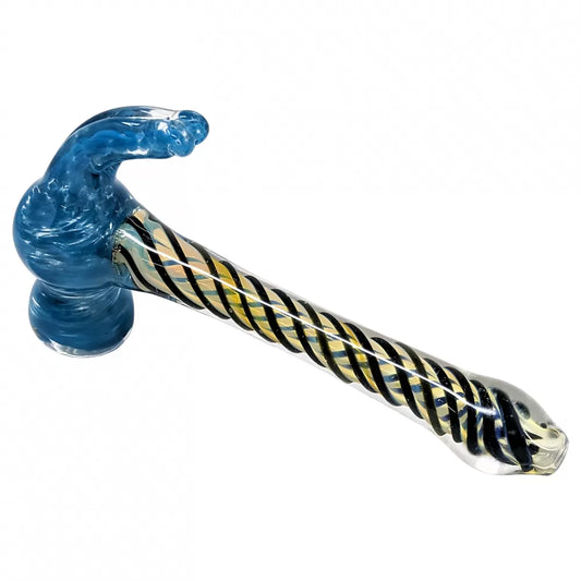 6.5" Frit Head Gold Fumed Art Hammer Hand Pipe (DJ573)